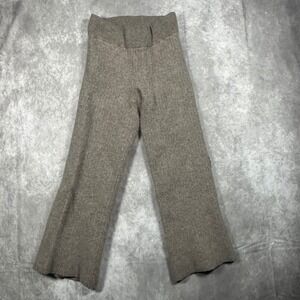 Alo Yoga Kids Ribbed Knit Flared Lounge Pants Brown Size Small 6-7 Elastic Waist